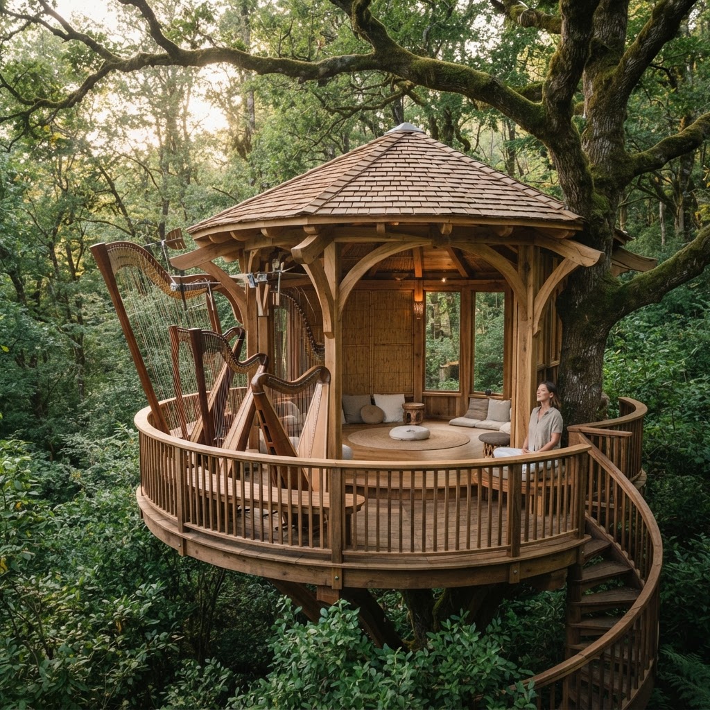 Kinetic Aeolian Harp Treetop Meditation Lounge
