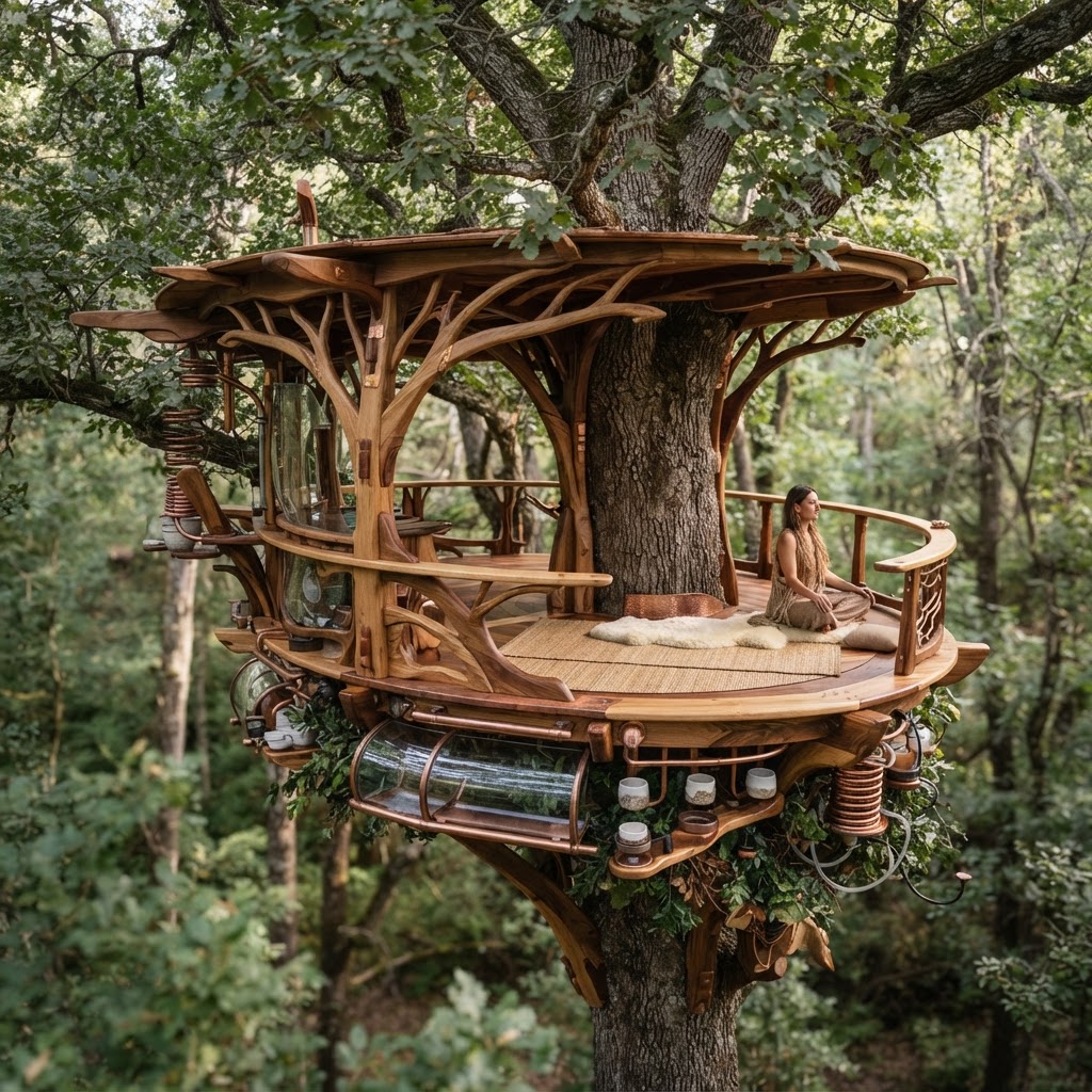 Bespoke Treetop Dendritic Mycelium-Infused Phyto-Refractive Sap-Flow Canopy Dew-Ionizing Meditation Ledge