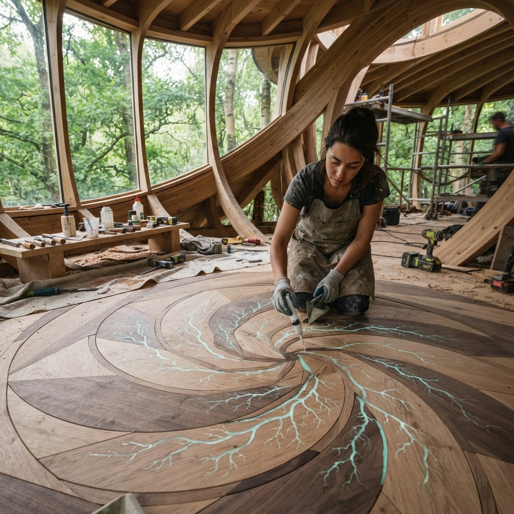 Bespoke Treetop Dendritic Mycelium-Infused Phyllotaxis Spiral Observatory — step 4