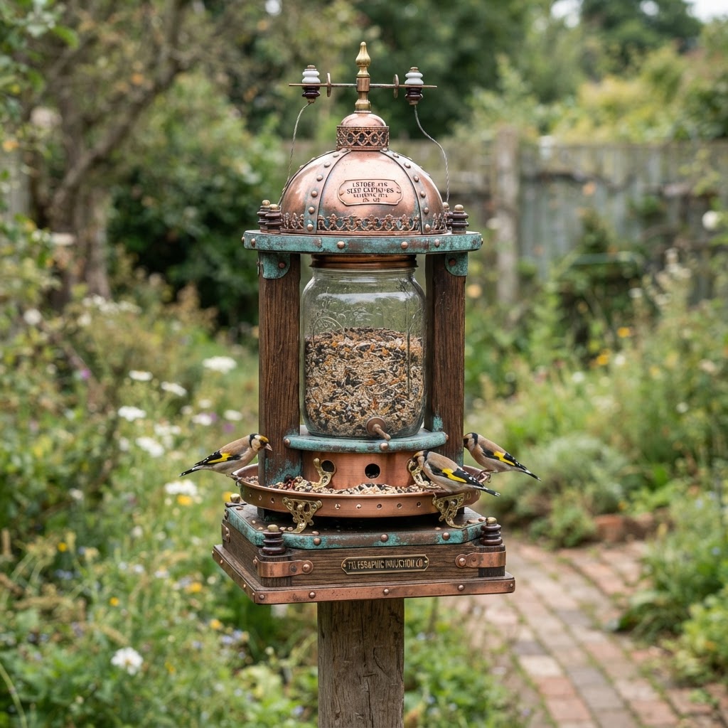 Vintage Patinated Copper Victorian Telegraphic Induction Leyden-Jar Seed Capacitor