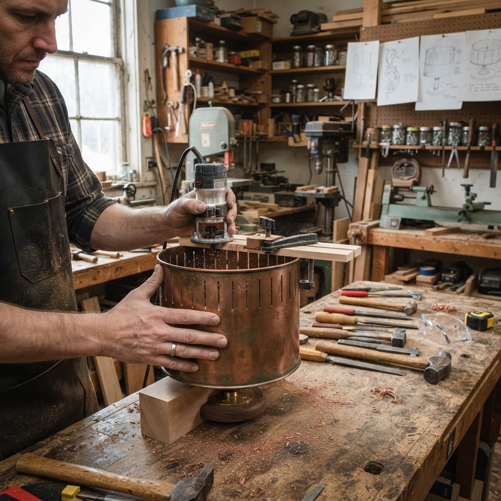 Vintage Patinated Copper Victorian Zoetrope Seed Animator — step 2