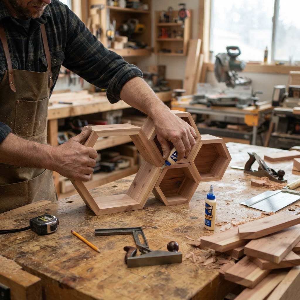 Hexagonal Apiary-Style Honeycomb Seed Hive — step 1