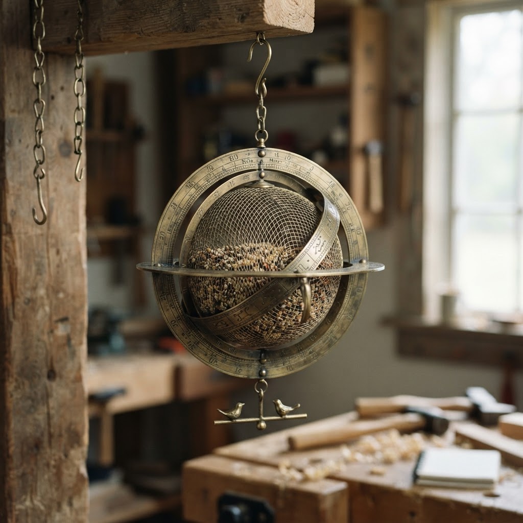 Vintage Brass Ornate Astrolabe Seed Celestial Globe
