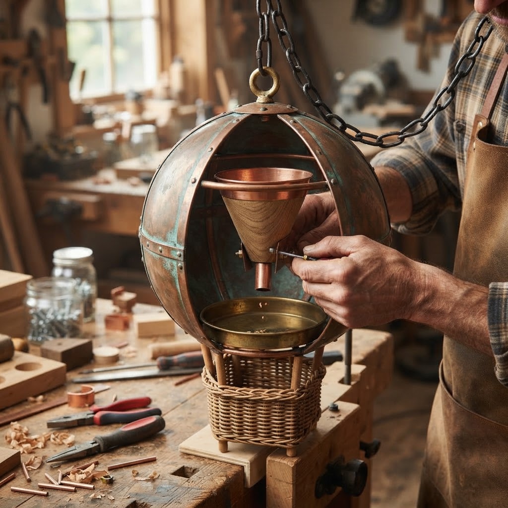 Vintage Patinated Copper Hot Air Balloon Seed Orb — step 4