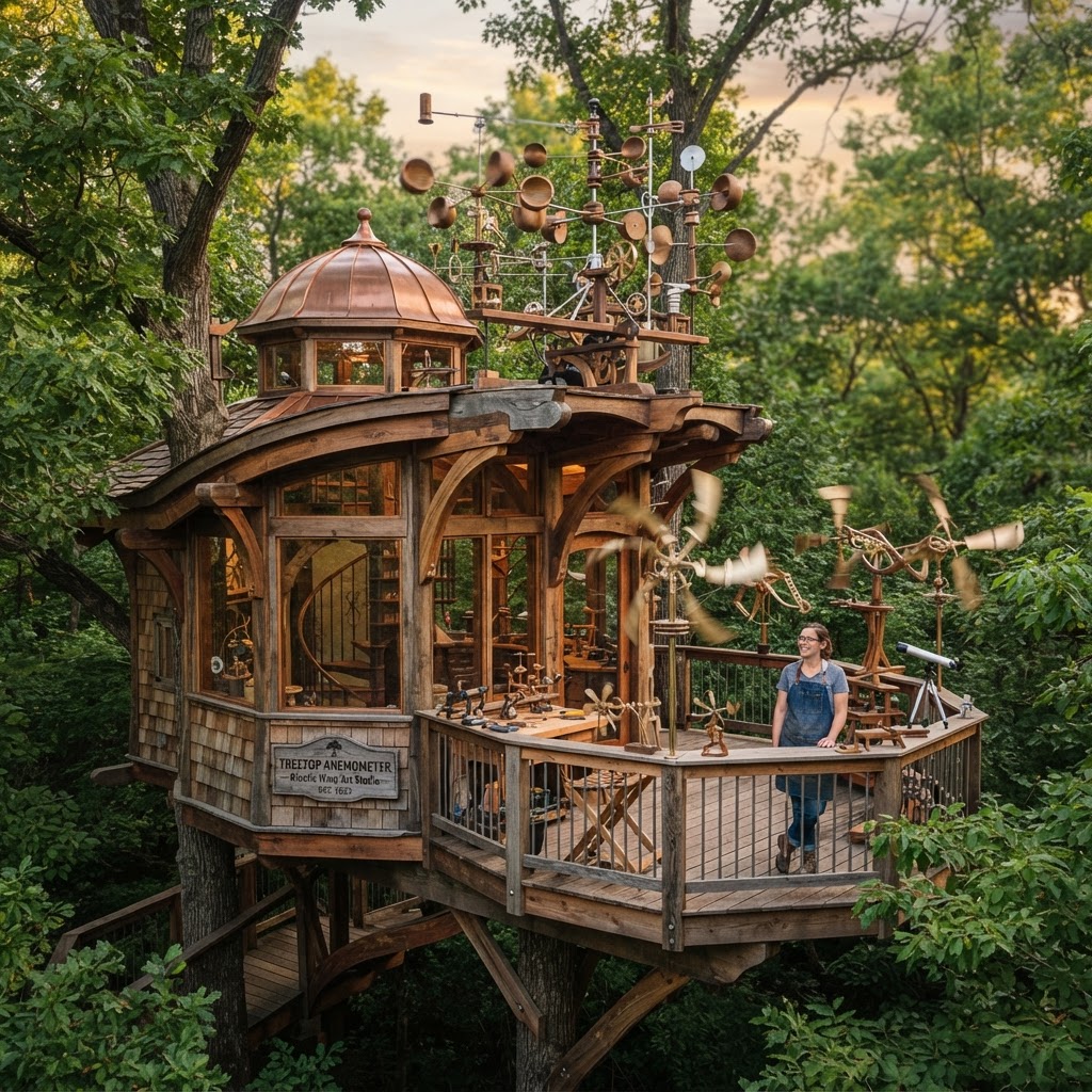 Bespoke Treetop Anemometer Kinetic Wind-Art Studio