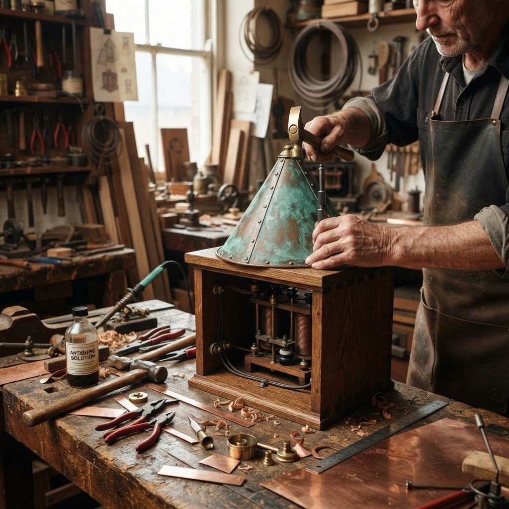 Vintage Patinated Copper Victorian Telegraphic Induction Coil Seed Transformer — step 3