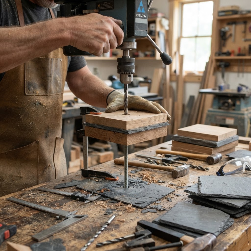 Tectonic Plate Layered Slate Seed Feeder — step 2