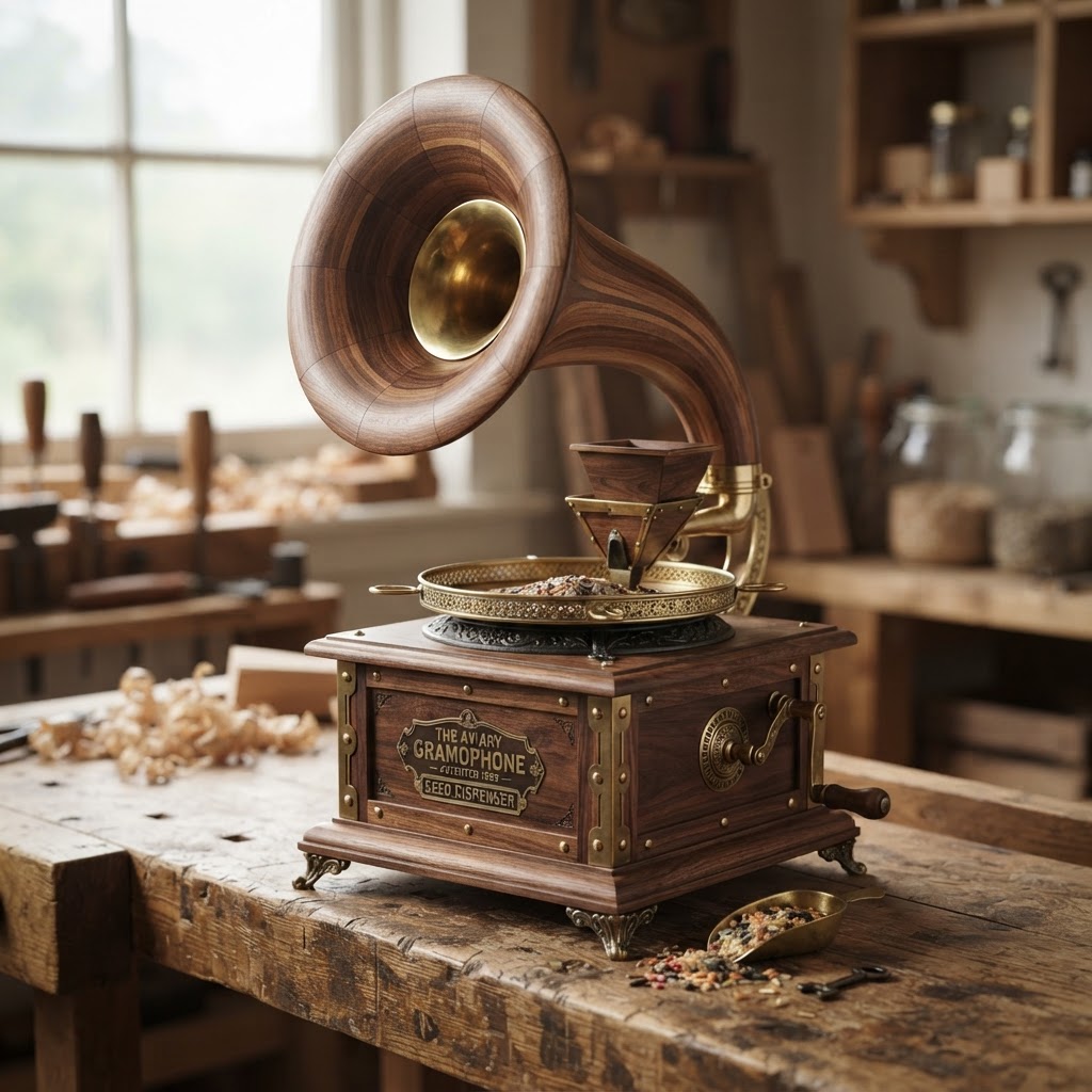 Bespoke Victorian Gramophone Horn Seed Dispenser