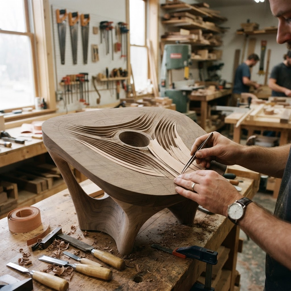 Bespoke Treetop Dendritic Mycelium-Infused Phyto-Sonic Canopy Echo-Chamber Meditation Stool — step 2