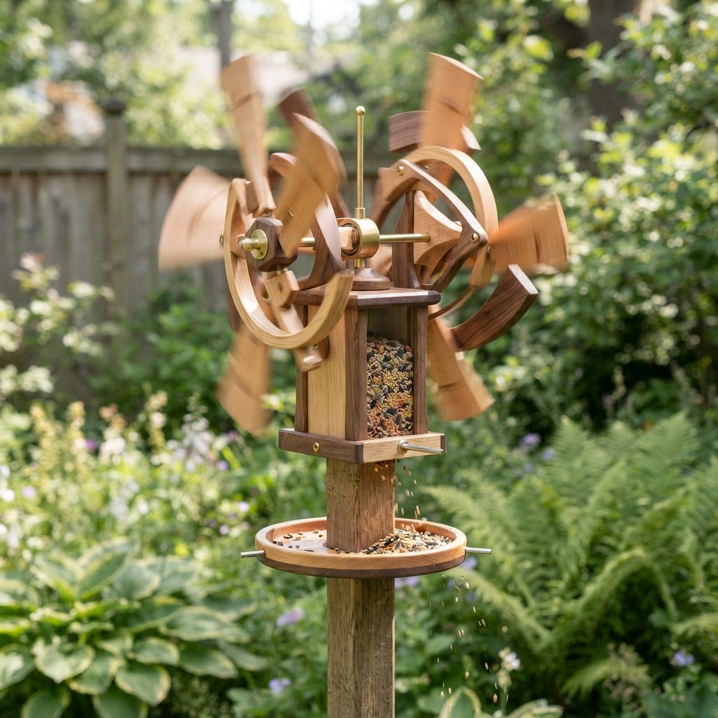 Abstract Kinetic Wind-Whirl Seed Spinner