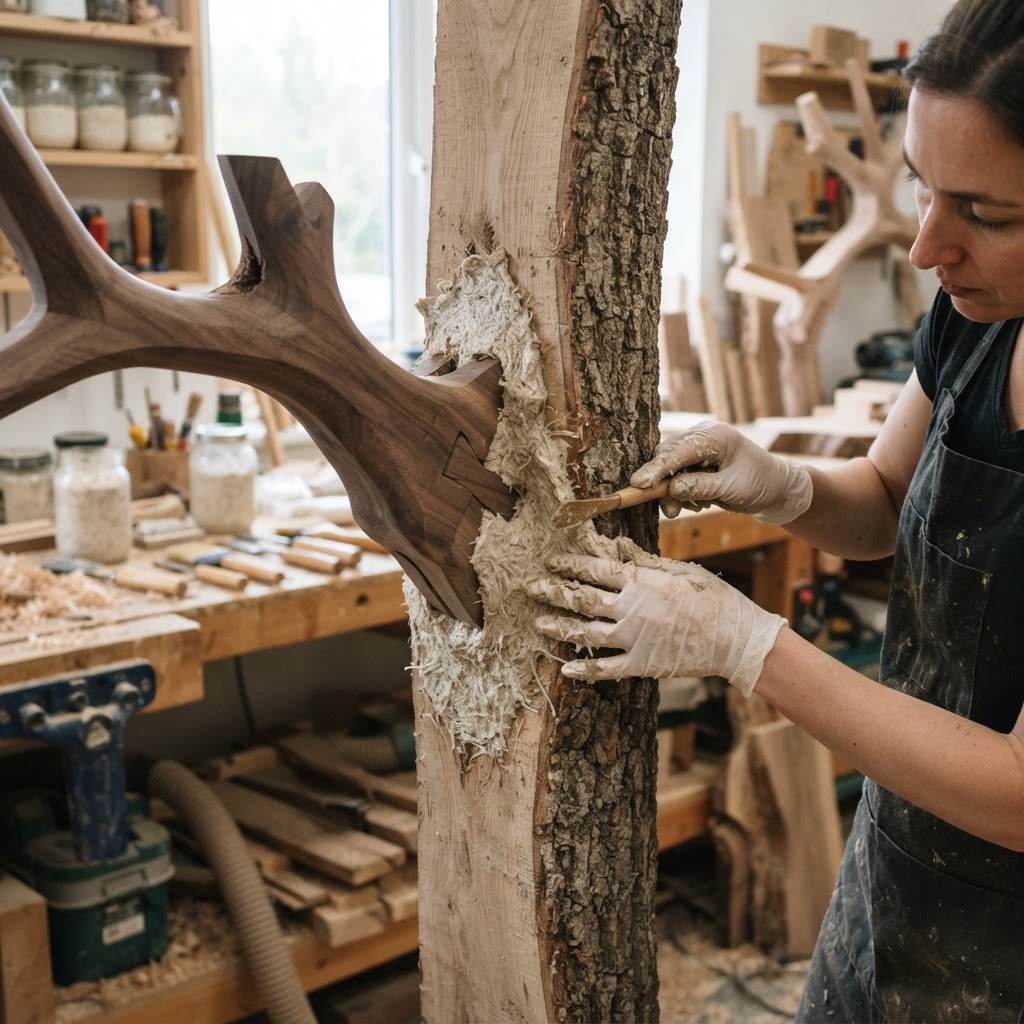 Bespoke Treetop Dendritic Mycelium-Infused Fractal Branch-Lock Bookshelf — step 3