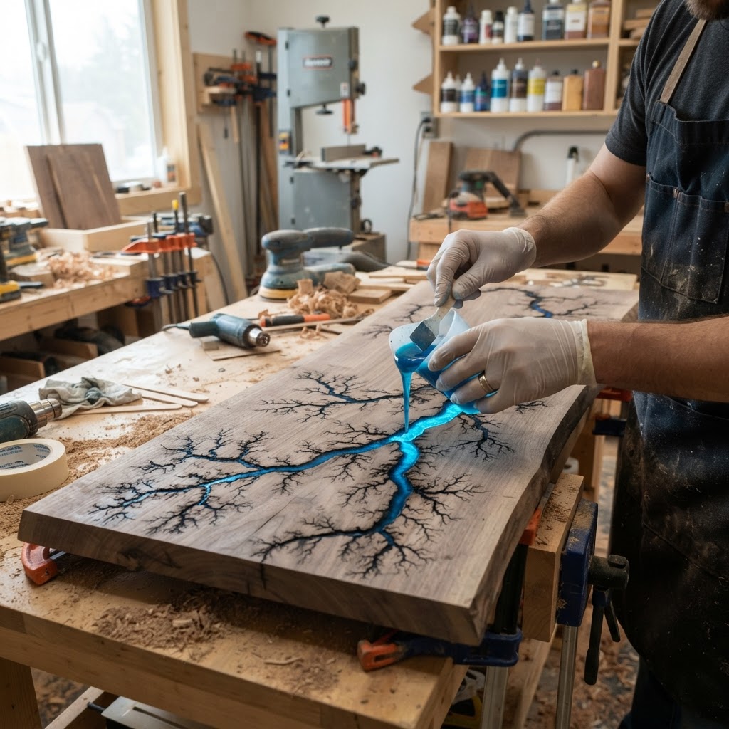 Bespoke Treetop Fractal-Fracture Resin Reading Nook — step 2