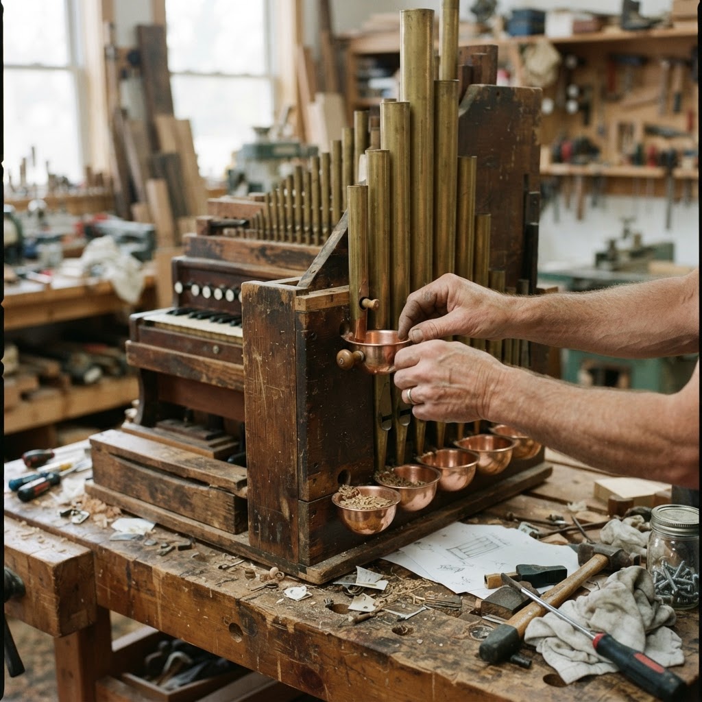 Weathered Salvage Pipe Organ Seed Console — step 3