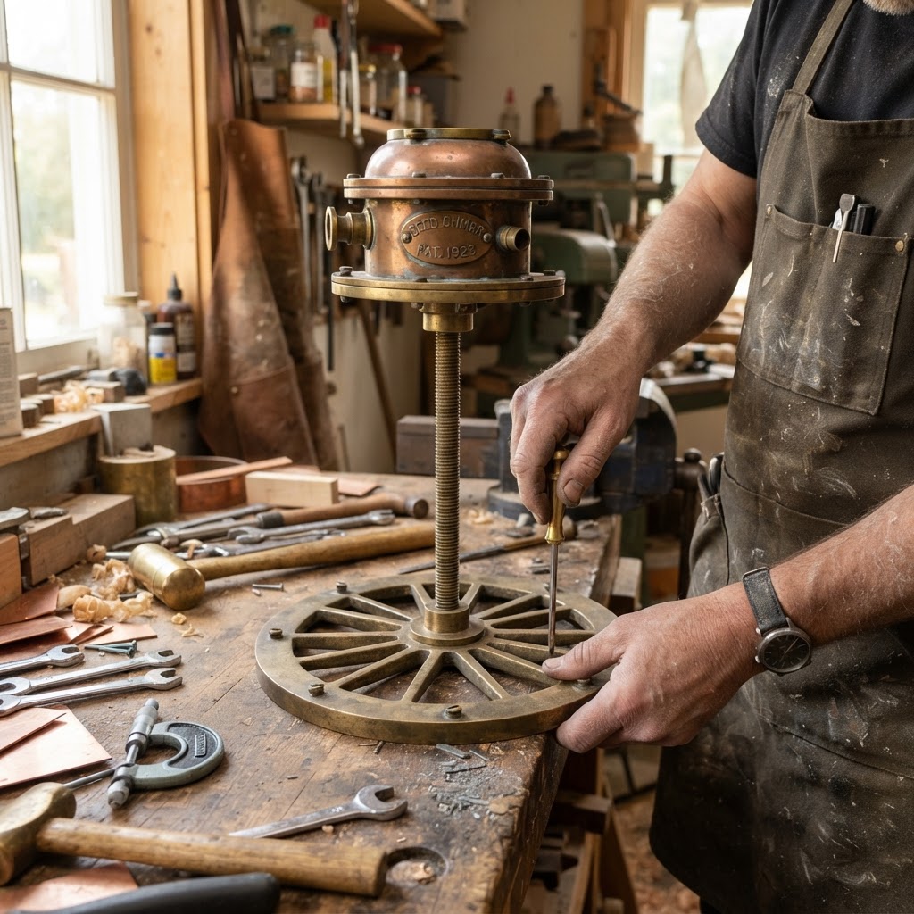 Vintage Patinated Copper Diving Suit Weighted Brass Ballast Seed Chamber — step 3