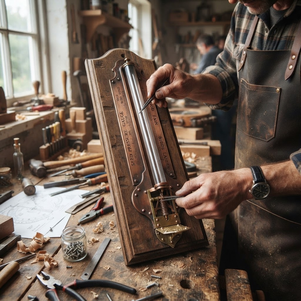 Vintage Patinated Copper Victorian Barometer Seed Pressure Gauge — step 3