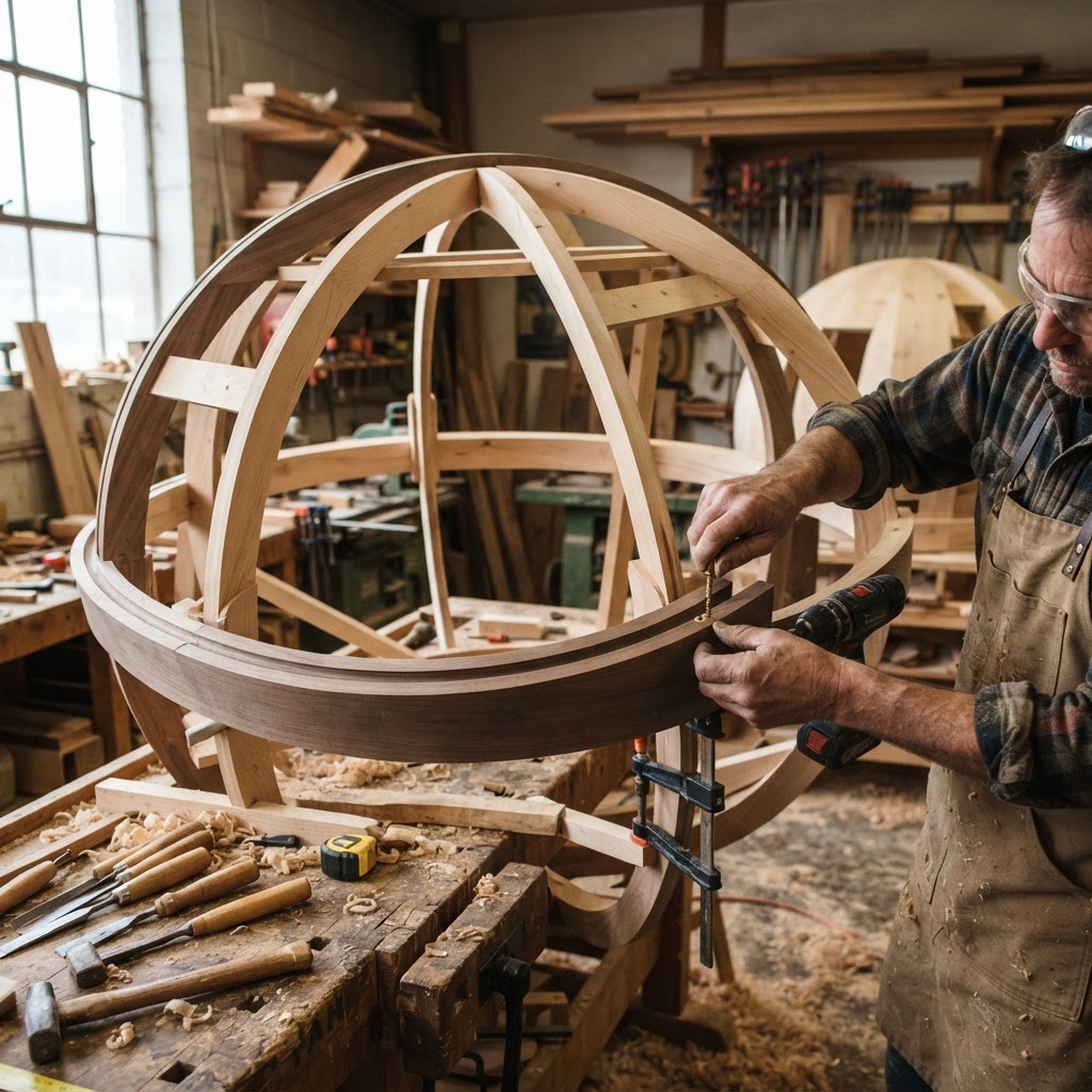 Orbital Steam-Bent Spruce Observation Sphere — step 2