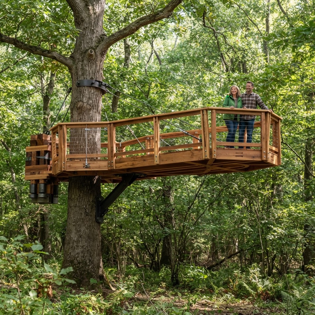 Equilibrium Counter-Weighted Treetop Teeter-Deck