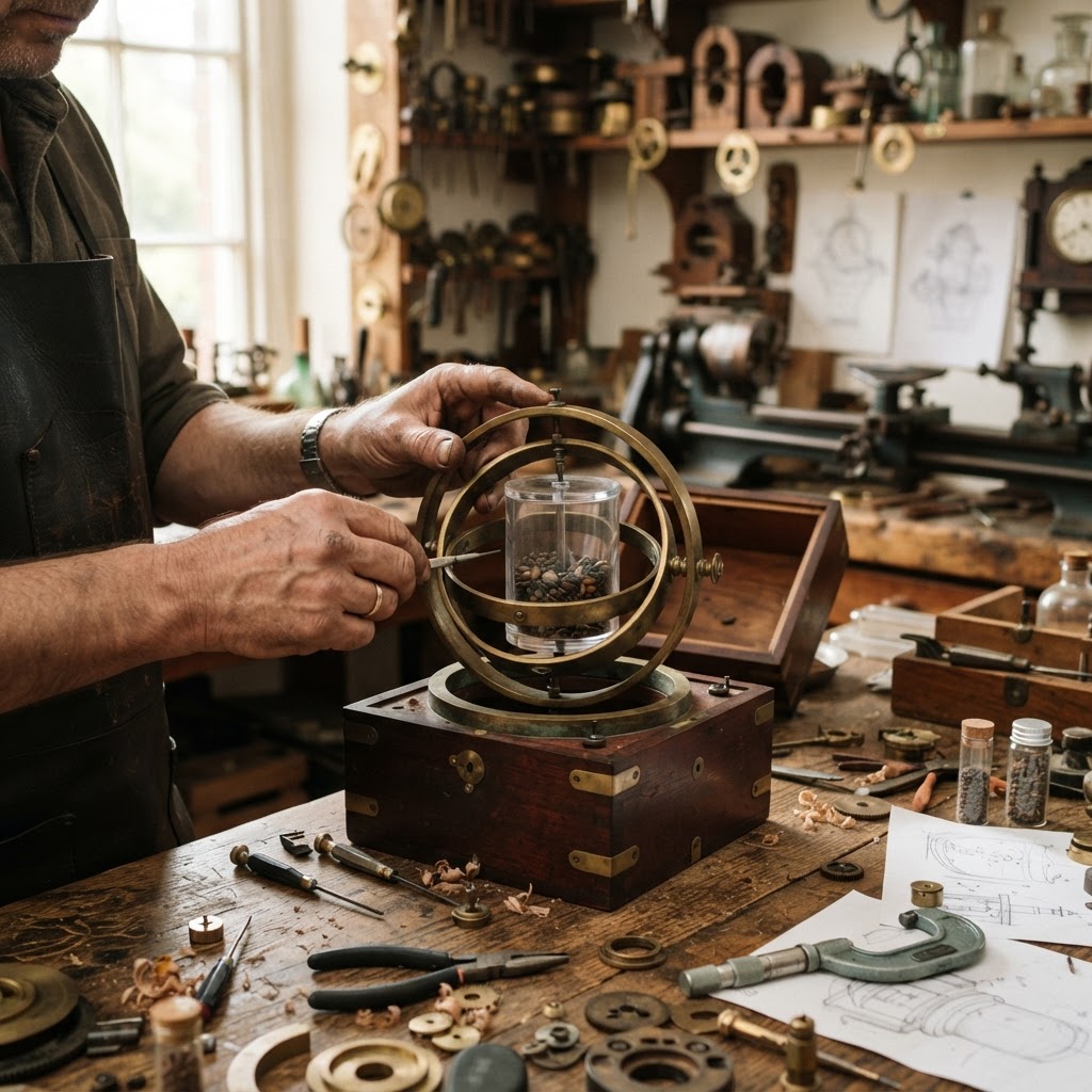 Vintage Patinated Copper Victorian Marine Chronometer Seed Timer — step 2