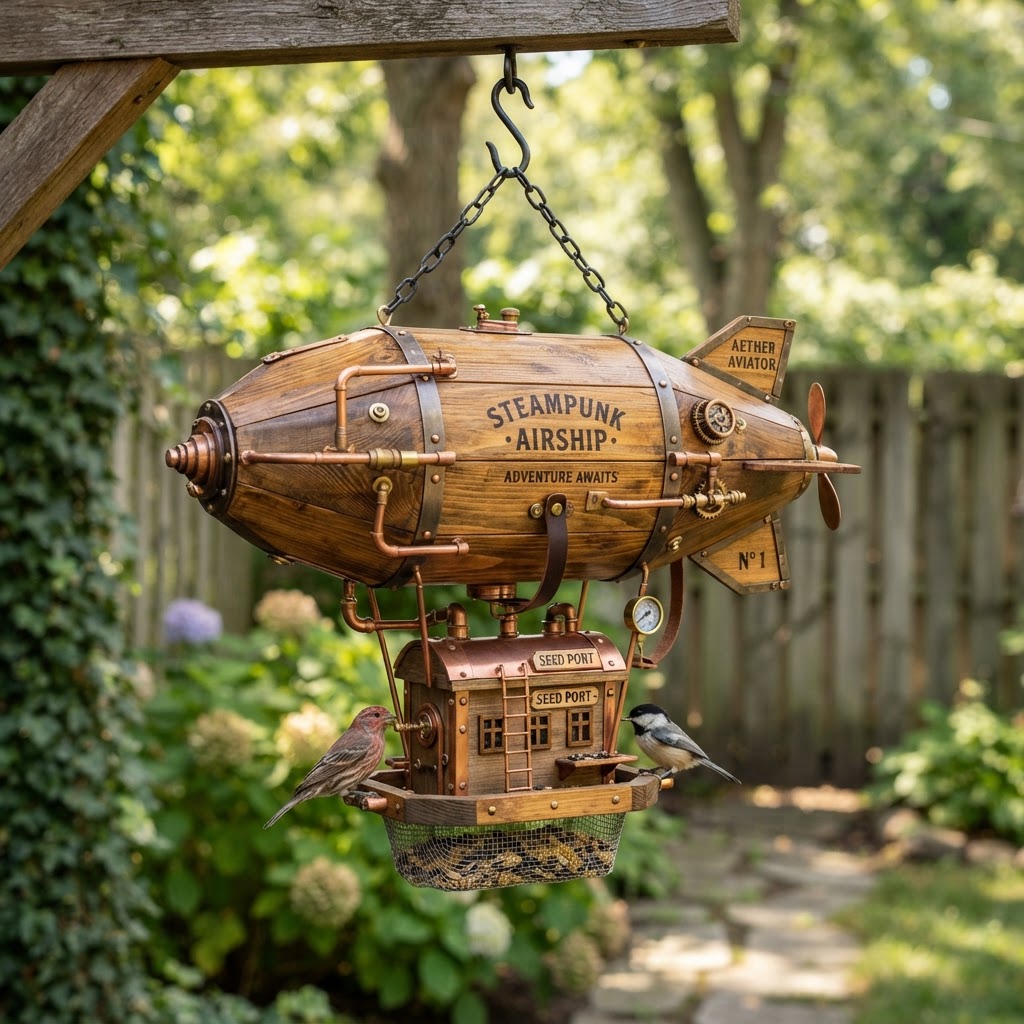 Steampunk Dirigible Airship Bird Feeder