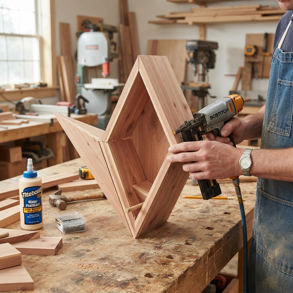 Isometric Origami Paper-Folded Cedar Feeder — step 2