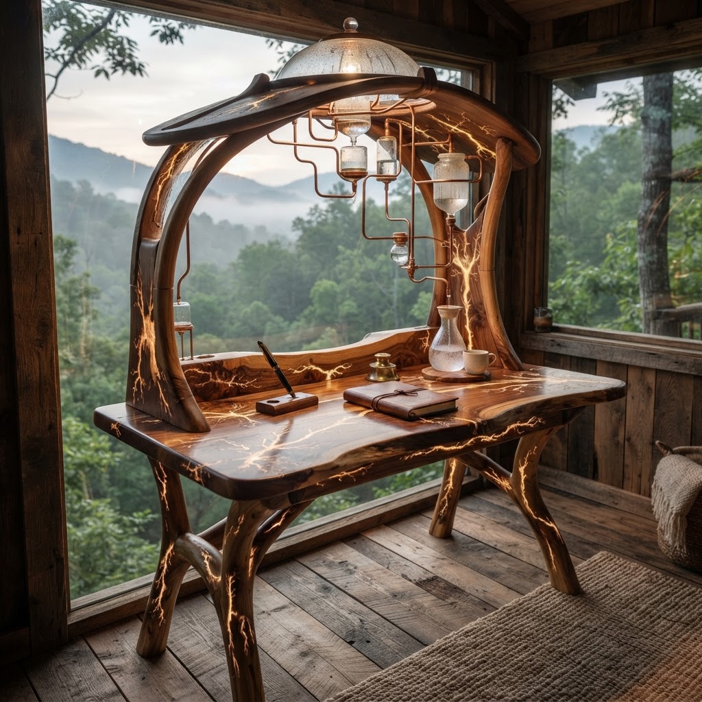 Bespoke Treetop Dendritic Mycelium-Infused Phyto-Baric Sap-Flow Canopy Dew-Harvesting Writing Bureau