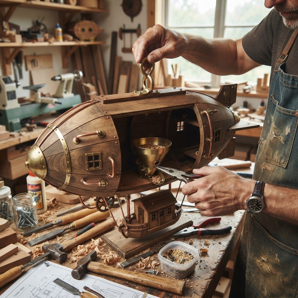 Steampunk Dirigible Airship Bird Feeder — step 4