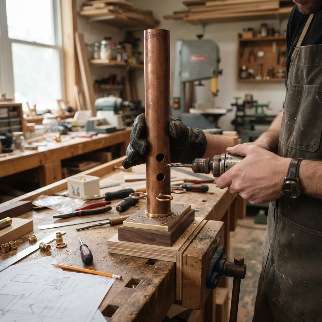 Steampunk Copper-Pipe Hopper Feeder — step 3