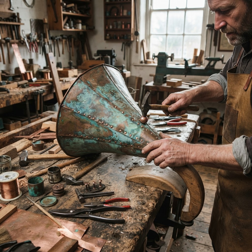Vintage Patinated Copper Victorian Gramophone Seed Phonograph — step 2