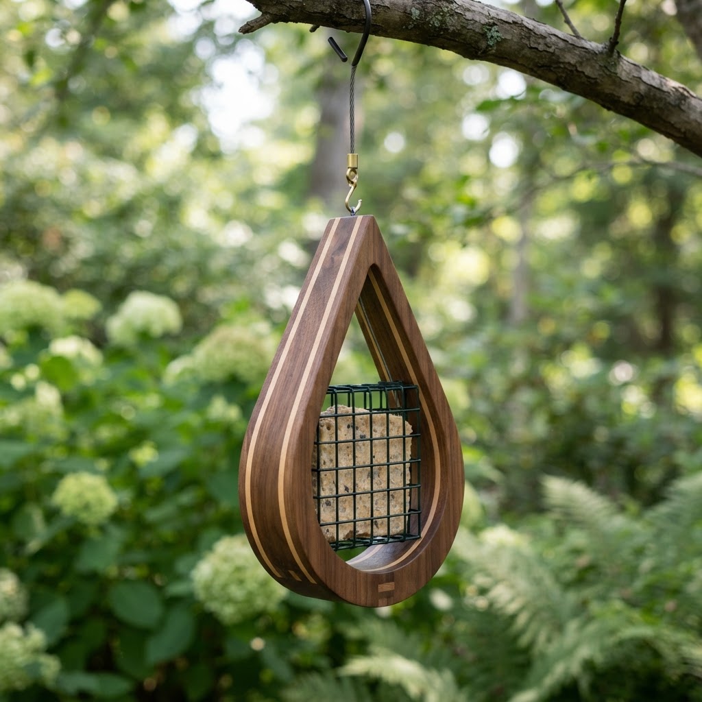 Minimalist Floating Teardrop Suet Station