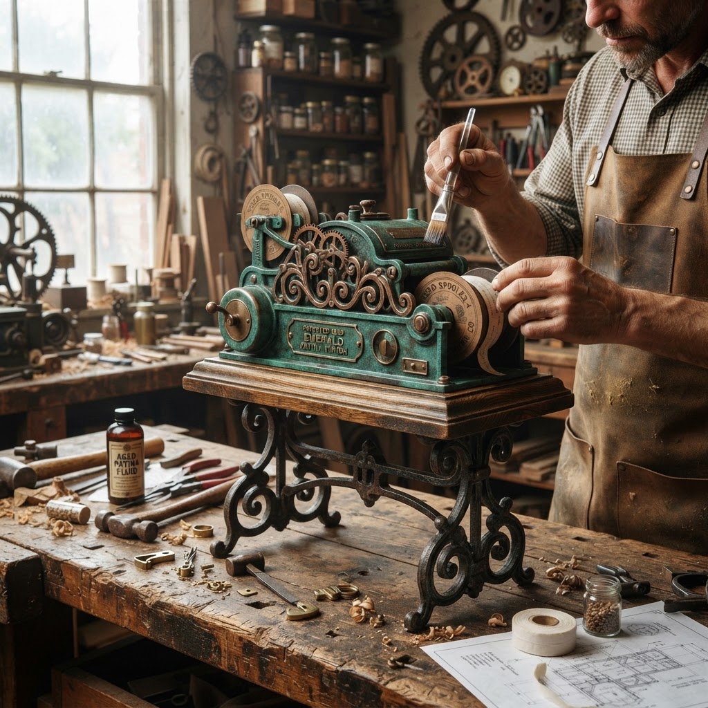 Vintage Patinated Copper Victorian Telegraphic Ticker-Tape Seed Spooler — step 4