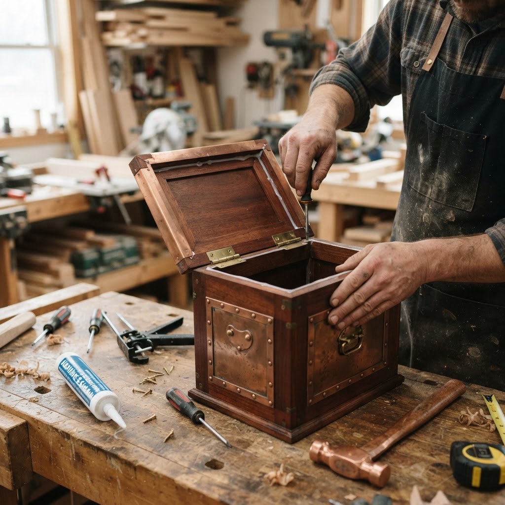 Vintage Patinated Copper Victorian Camera Obscura Seed Box — step 4