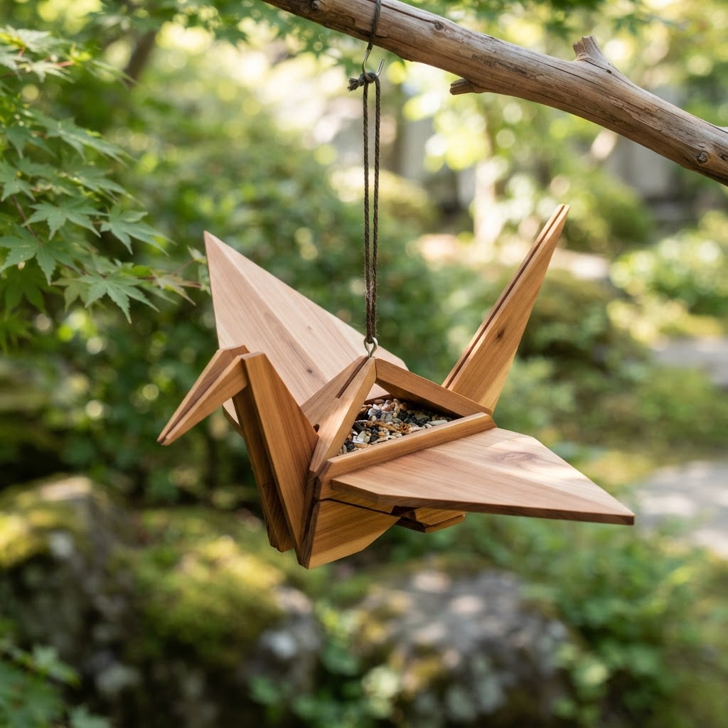 Floating Origami Paper-Crane Cedar Feeder