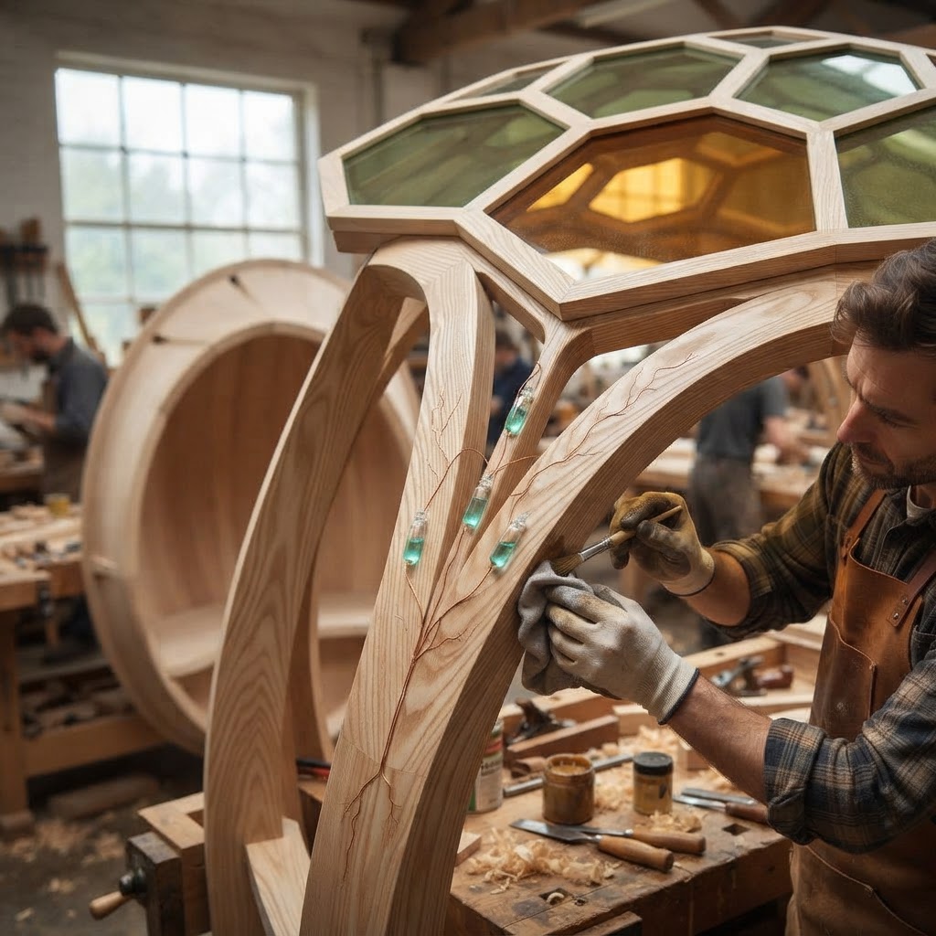 Bespoke Treetop Dendritic Mycelium-Infused Phyto-Luminous Sap-Flow Canopy Bioluminescent Reading Nook — step 4