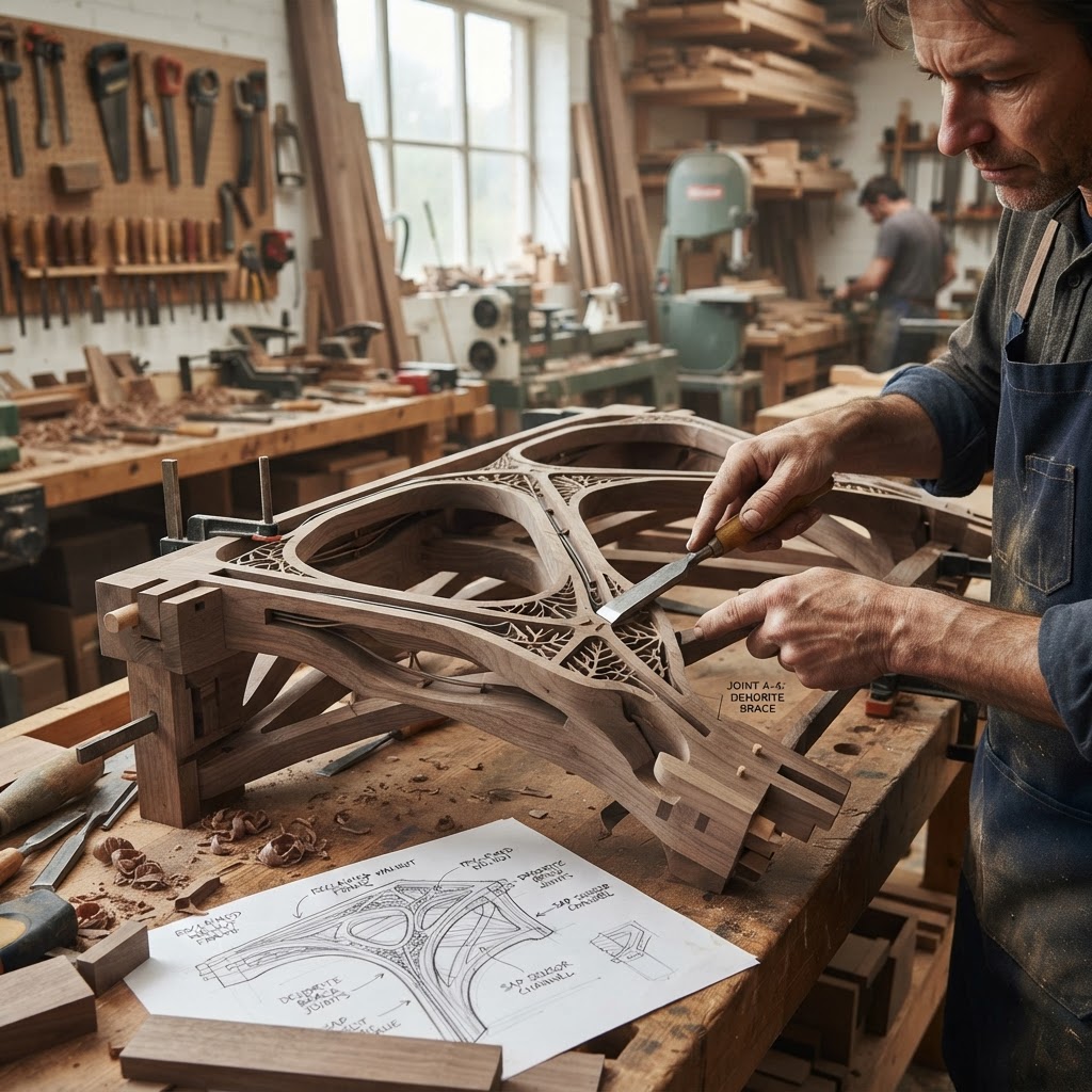 Bespoke Treetop Dendritic Mycelium-Infused Phyto-Luminescent Sap-Flow Canopy Aurora-Vane Console — step 1