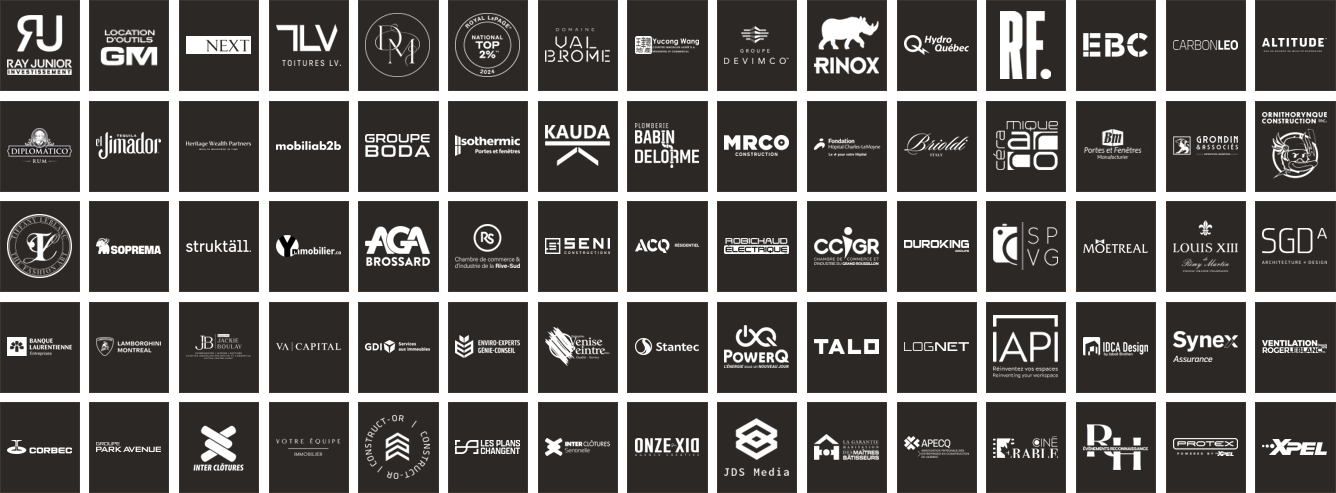 Logos des participants et partenaires EQCO, grille 2