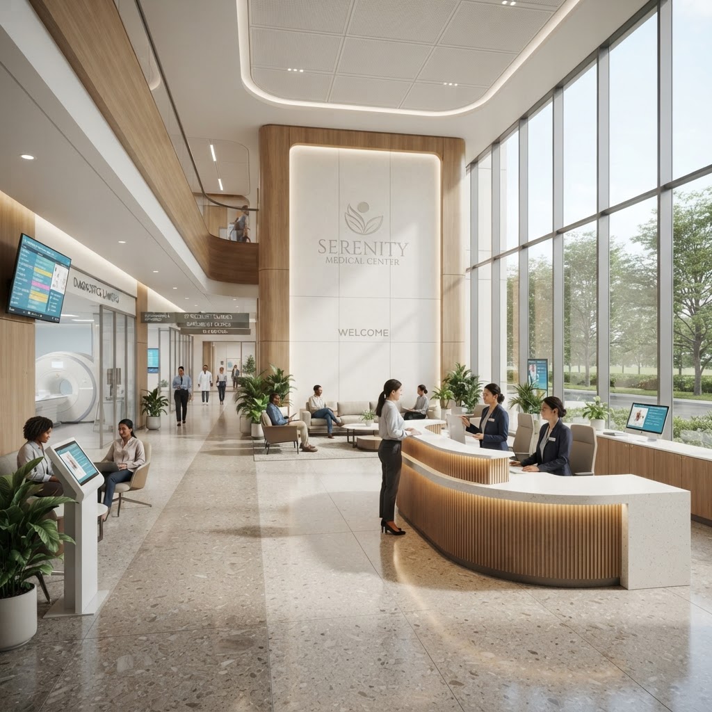 Modern hospital interior with advanced medical technology