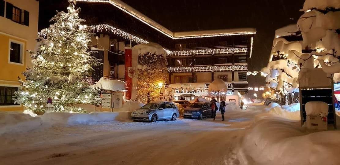 Village street snow