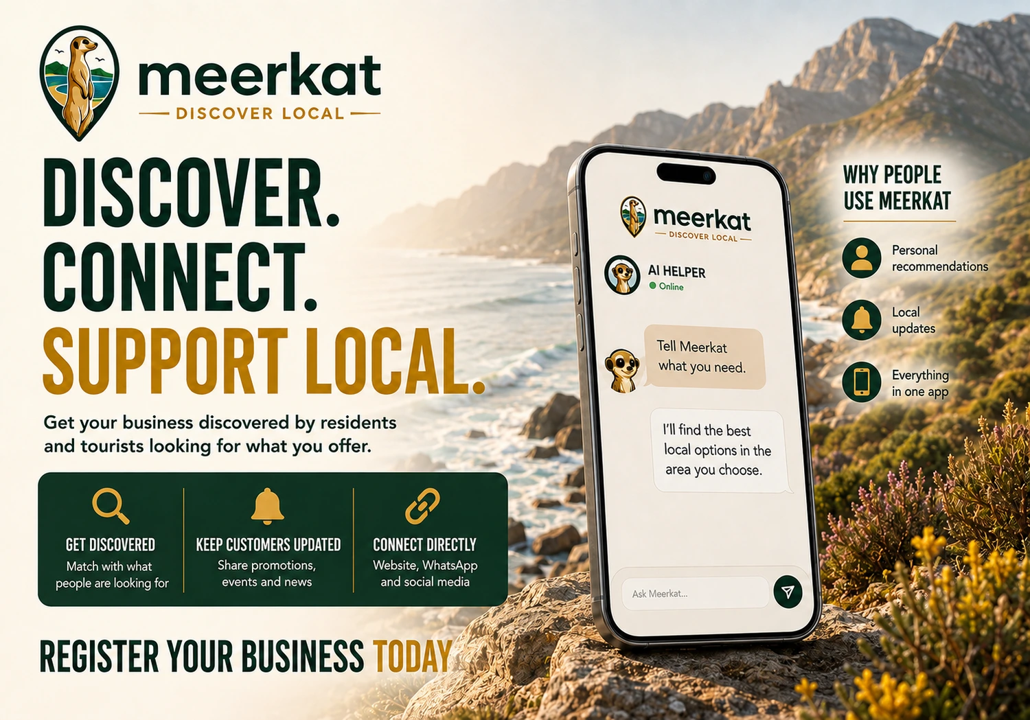 Meerkat — discover local businesses, services, events and activities