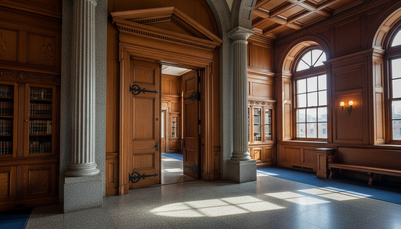 Historic Massachusetts courthouse interior