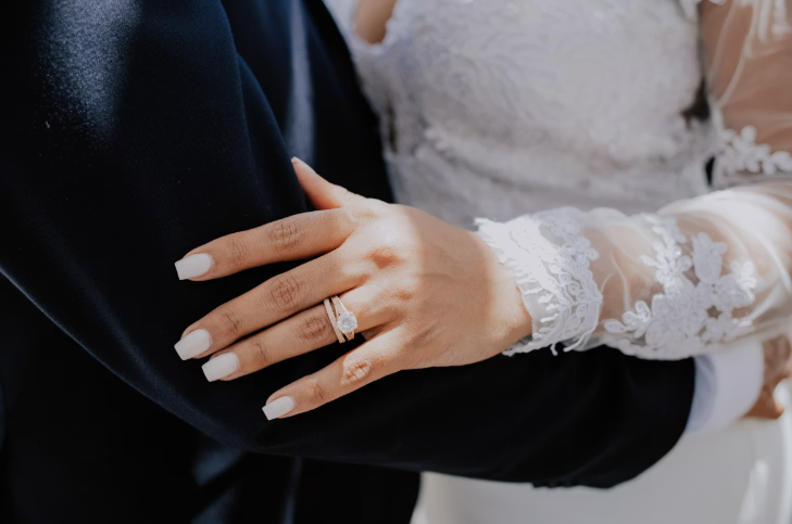 Close-up of wedding rings, East Yorkshire wedding