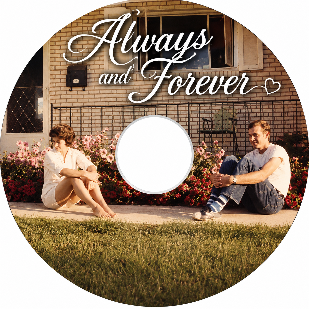 Example custom-printed CD disc for an existing customer titled Always and Forever