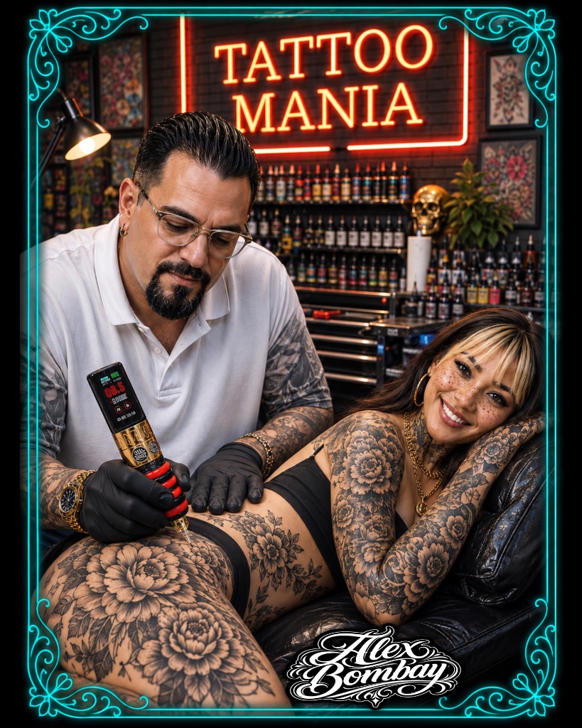 Alex Bombay tattooing at Tattoo Mania Studio