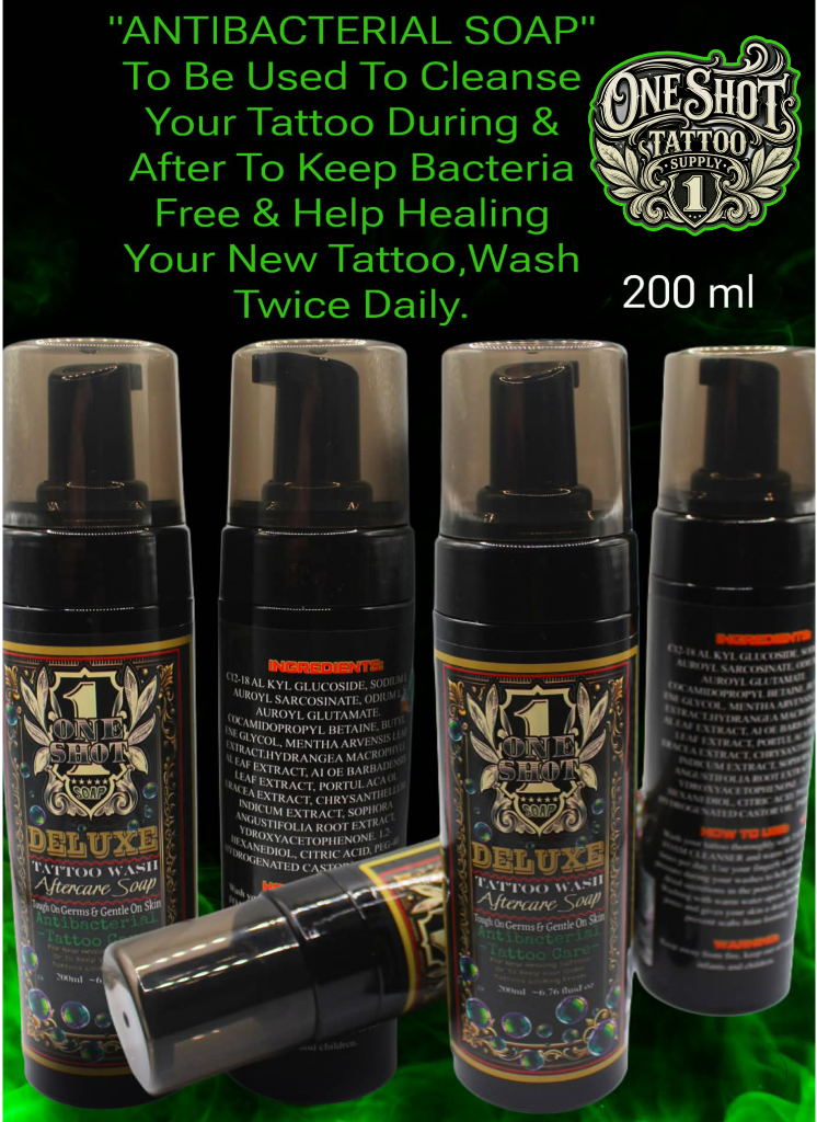 ONE SHOT Deluxe Tattoo Wash - Antibacterial Aftercare Soap - Tattoo Mania Studio