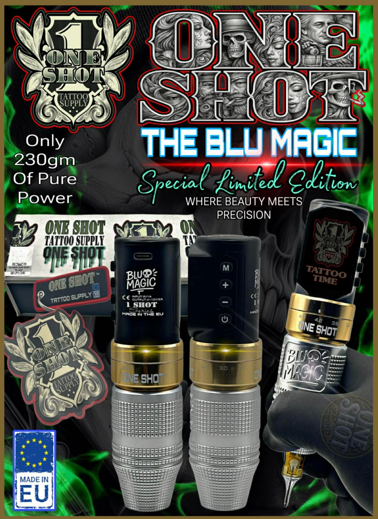 ONE SHOT "BLU MAGIC" - One Shot Tattoo Machine by Alex Bombay - Tattoo Mania Studio Ireland