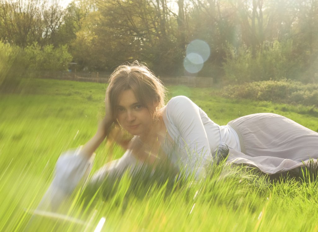 Portrait in golden grass field