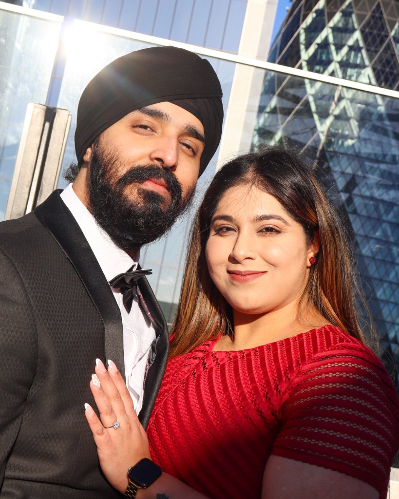 Couple with ring at the Gherkin