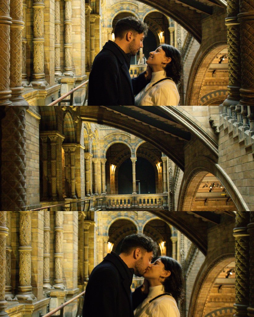 Romantic couple in architectural space