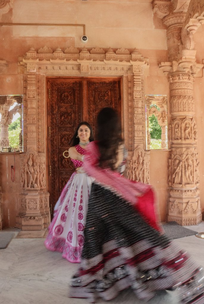 Fashion portrait at ornate temple