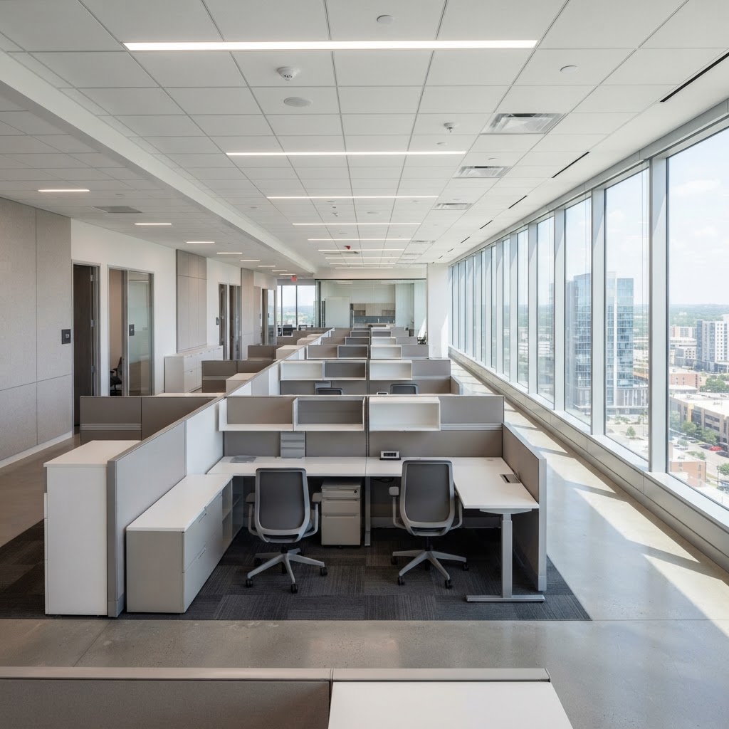 Finished office furniture and workstation installation