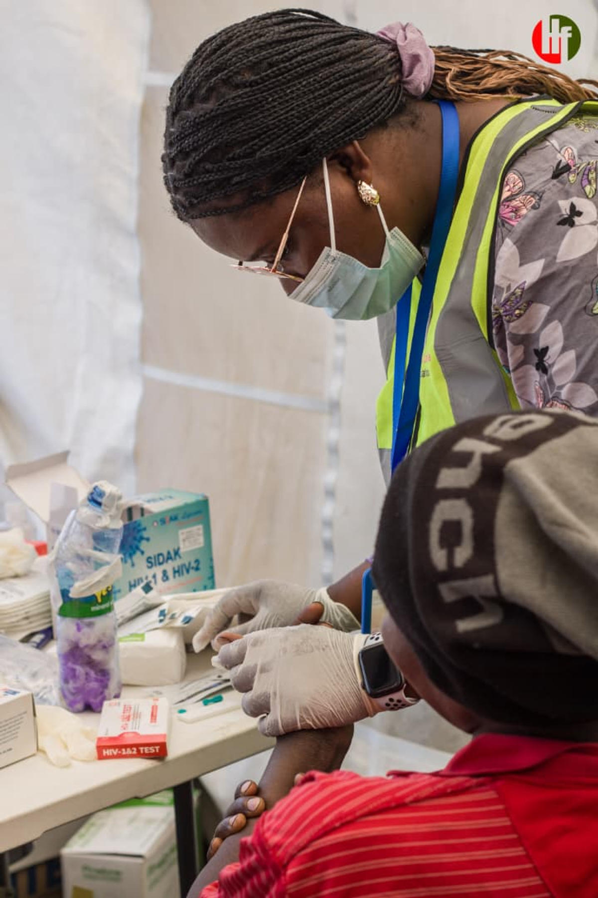 A clinical screening being carried out at the outreach